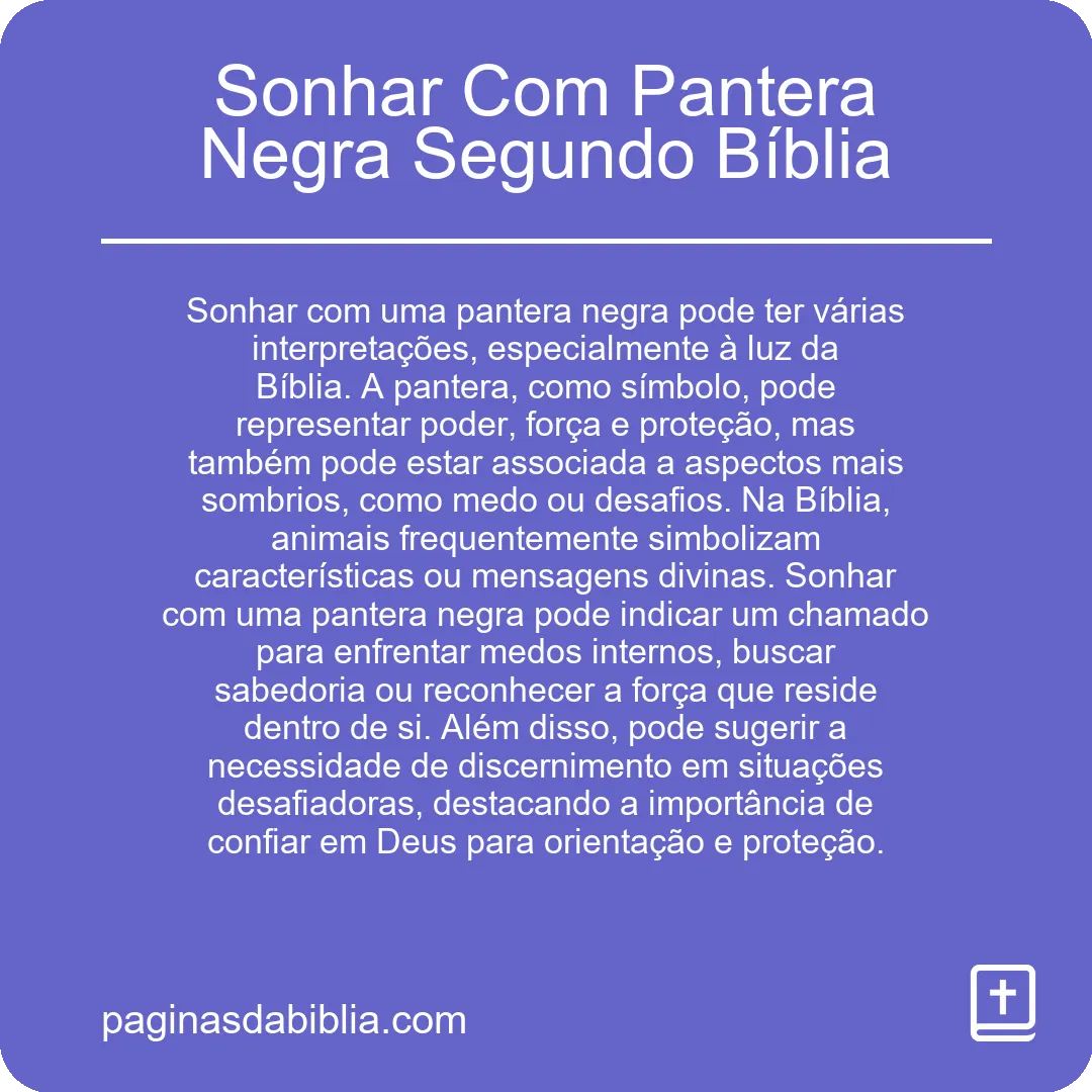 Sonhar Com Pantera Negra Segundo Bíblia