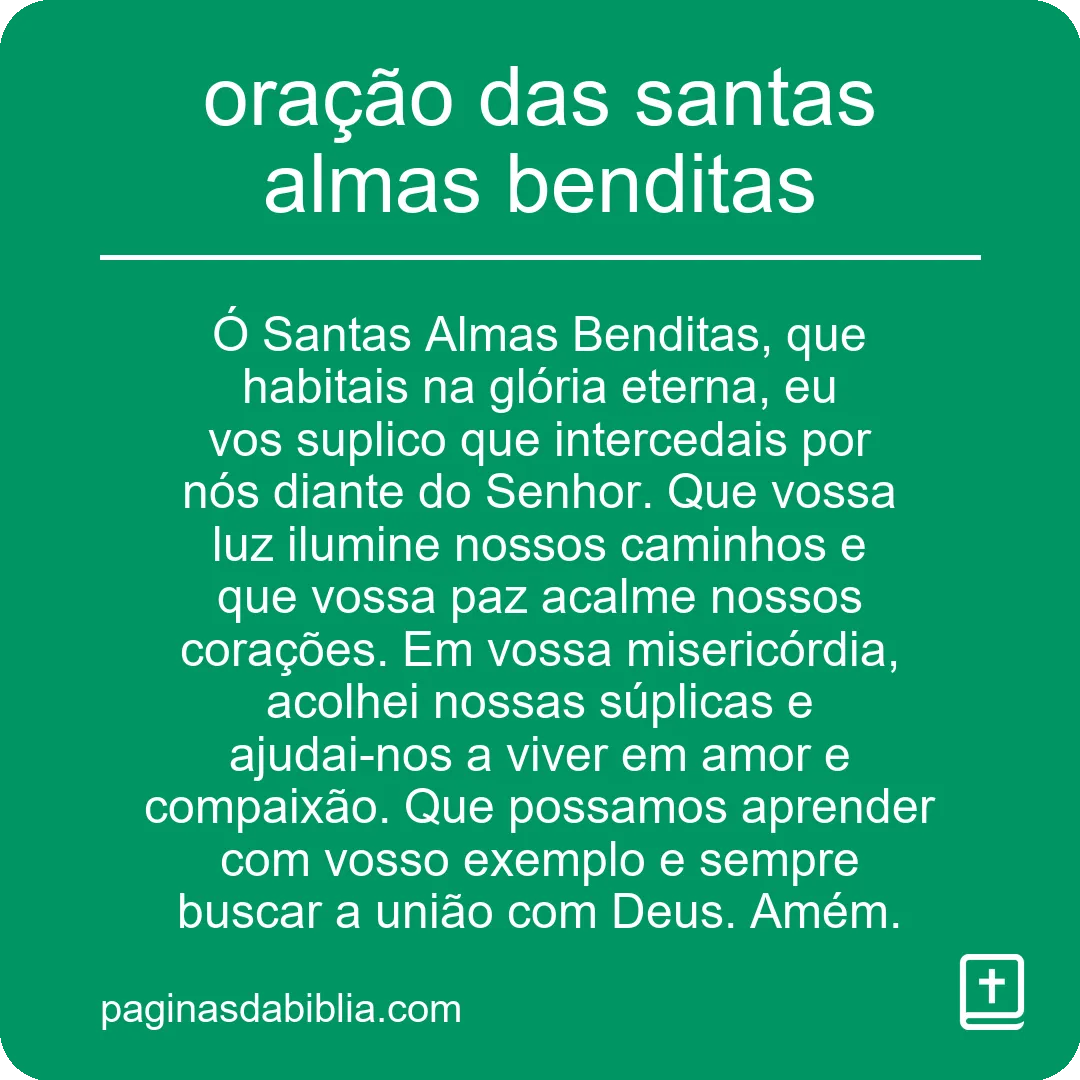 oração das santas almas benditas