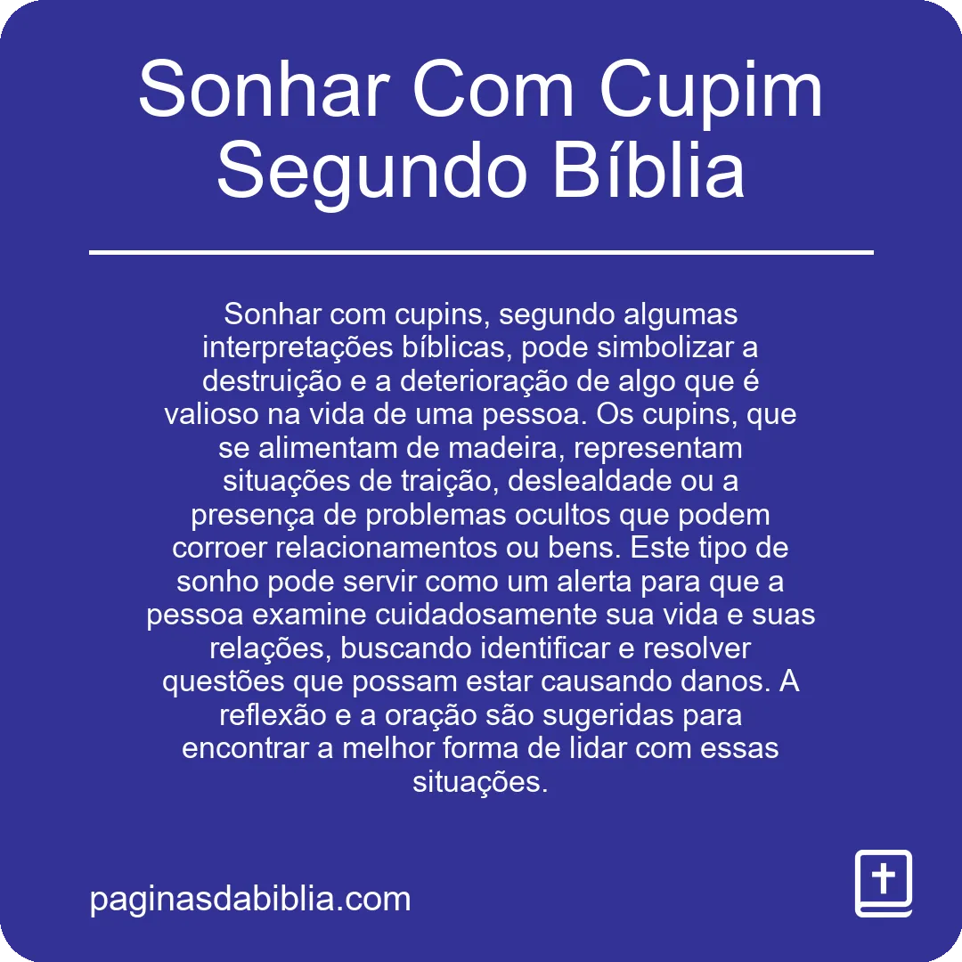 Sonhar Com Cupim Segundo Bíblia