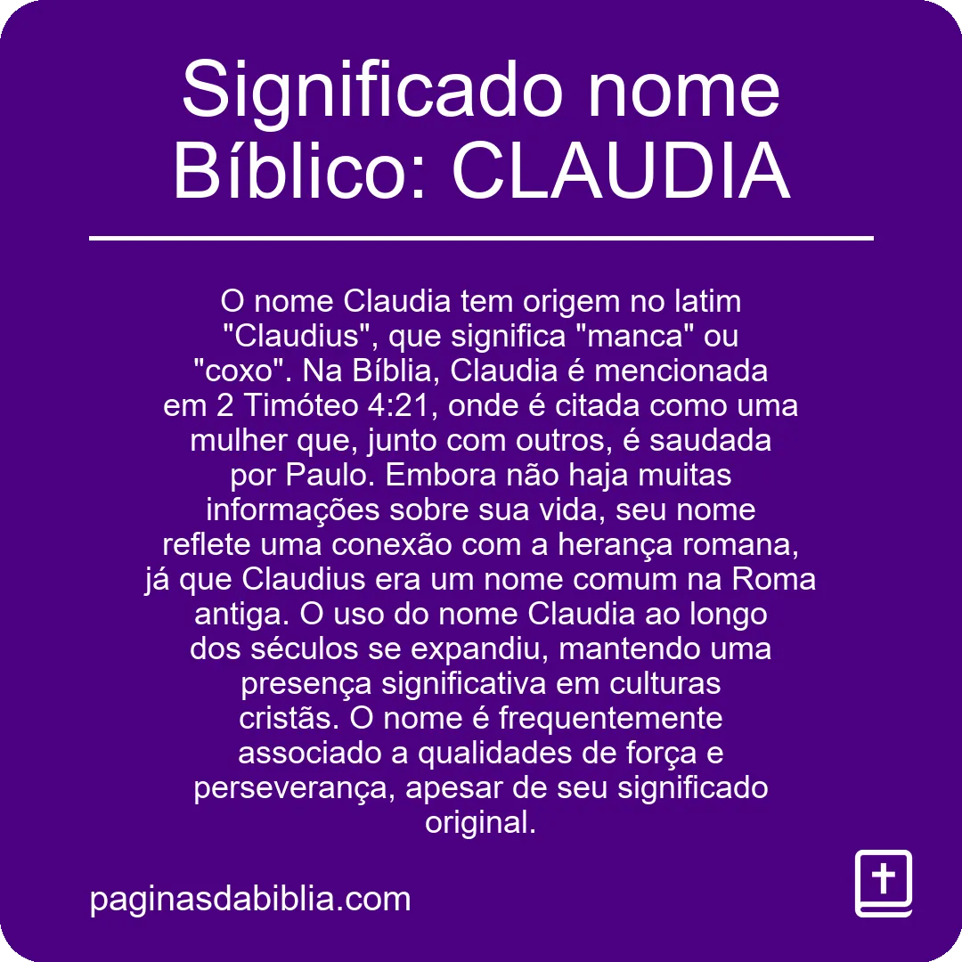 Significado nome Bíblico: CLAUDIA