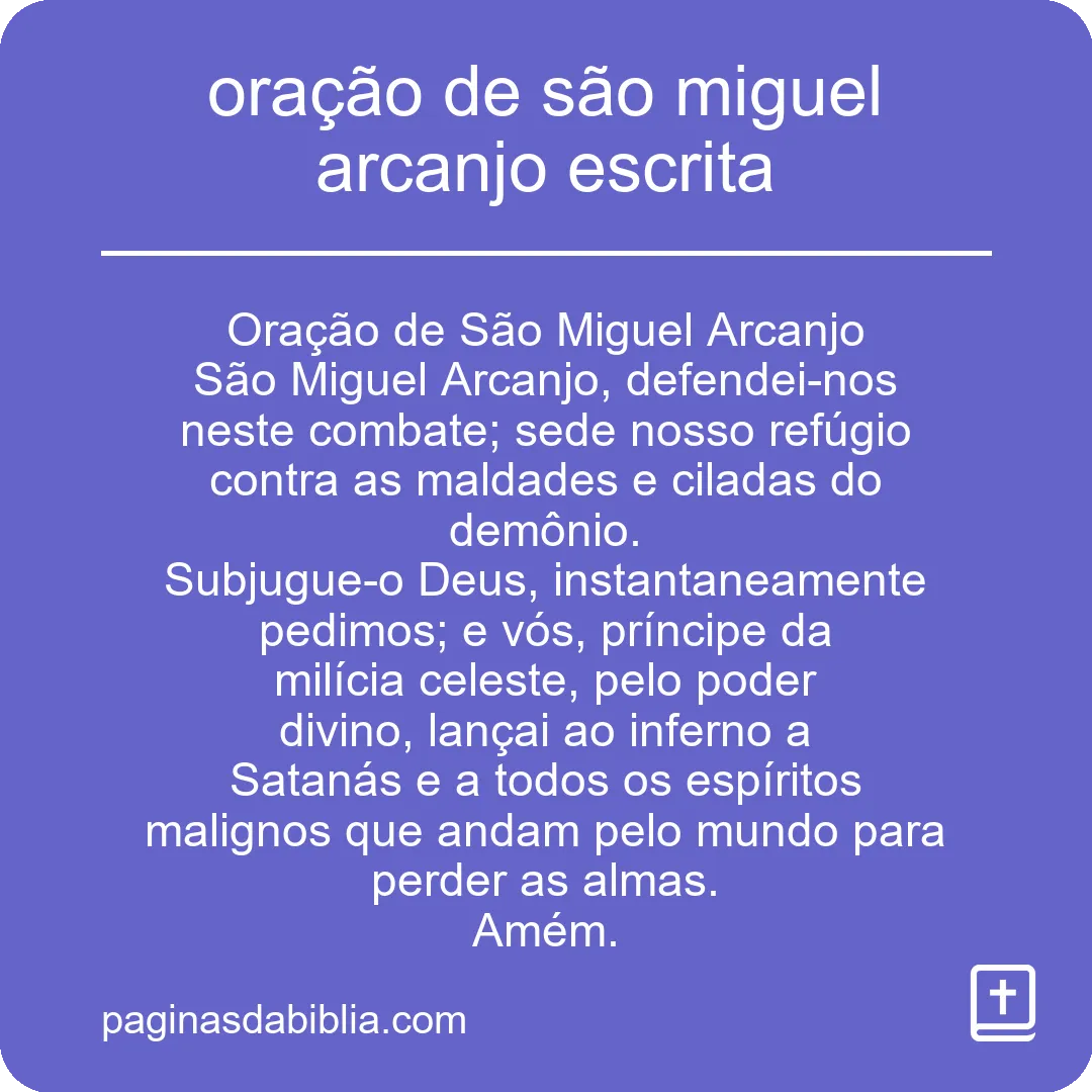 oração de são miguel arcanjo escrita