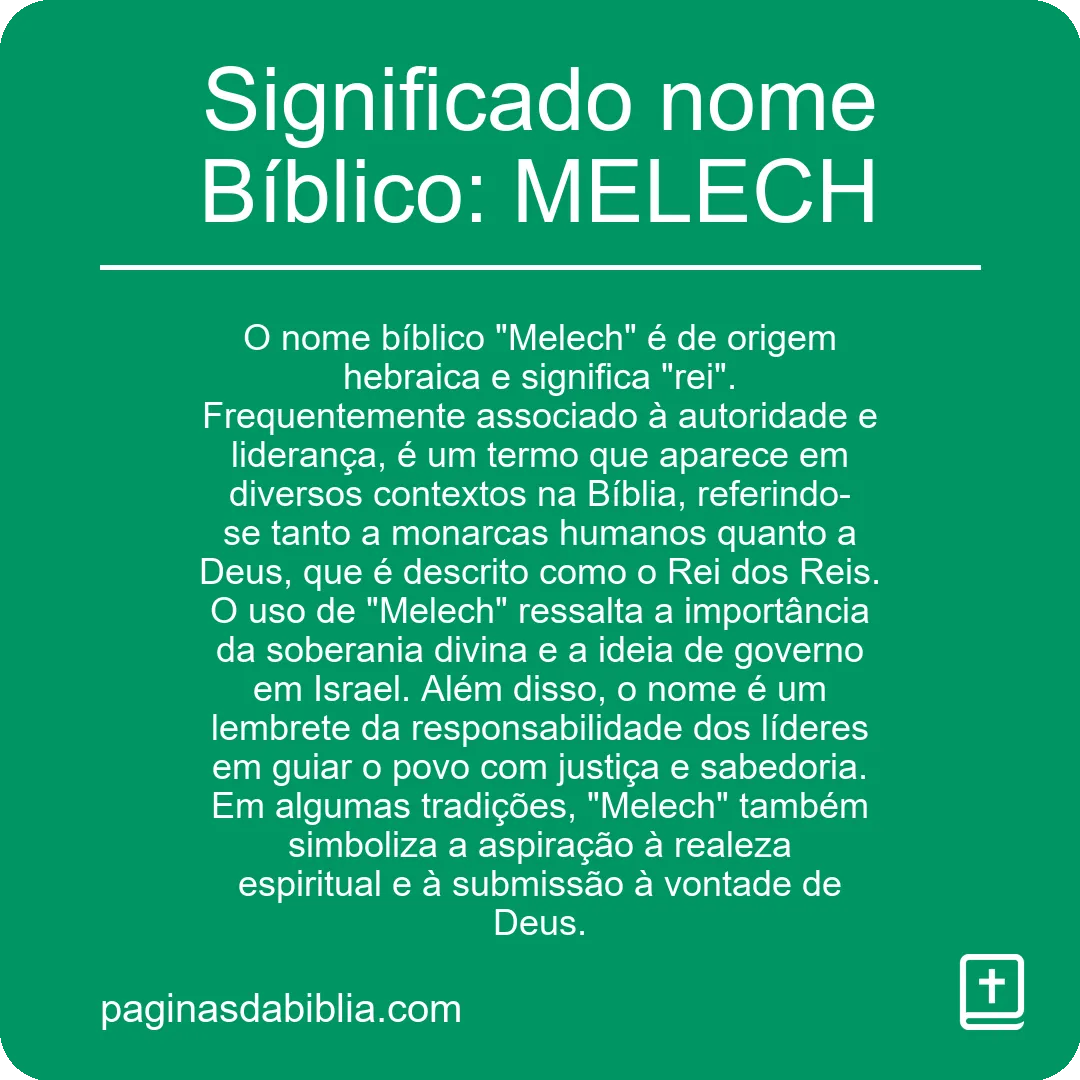 Significado nome Bíblico: MELECH