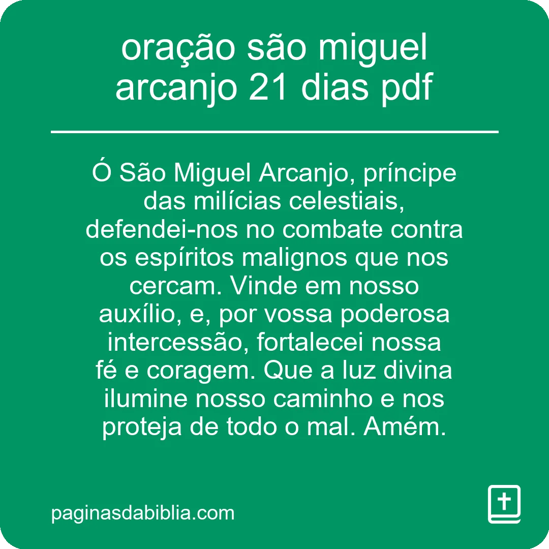 oração são miguel arcanjo 21 dias pdf