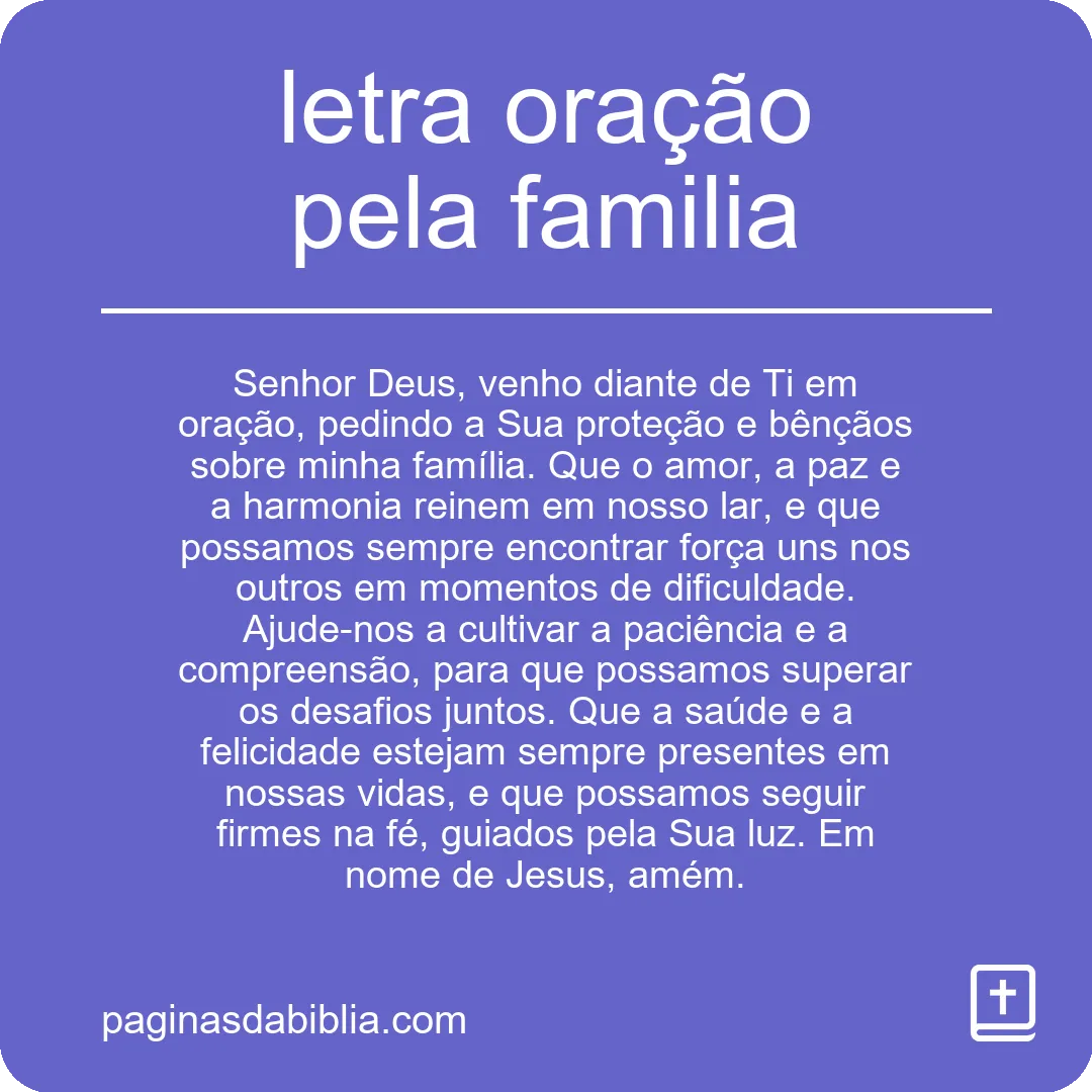 letra oração pela familia