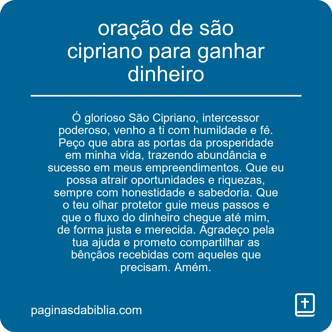 oração de são cipriano para ganhar dinheiro