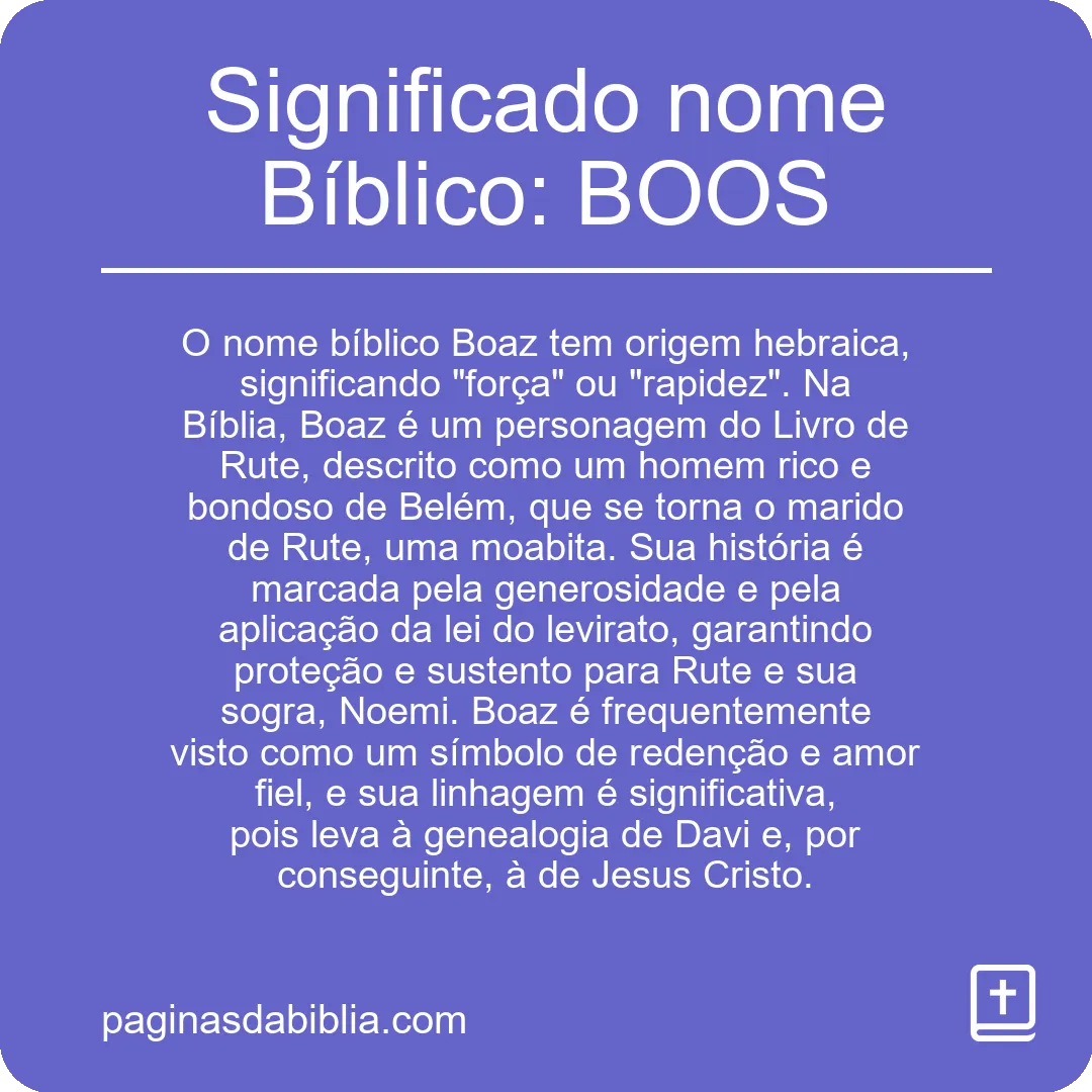 Significado nome Bíblico: BOOS