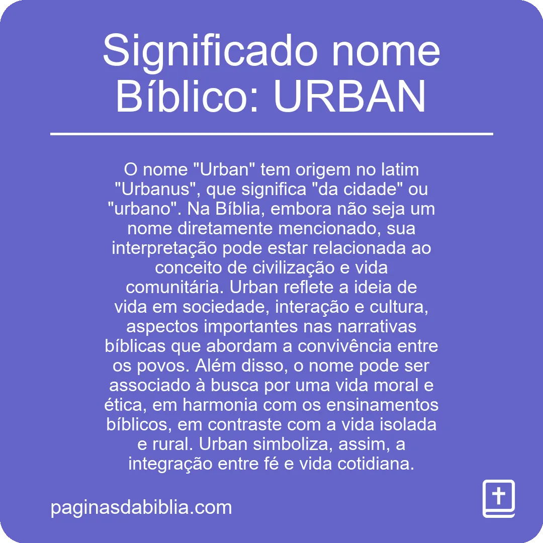 Significado nome Bíblico: URBAN