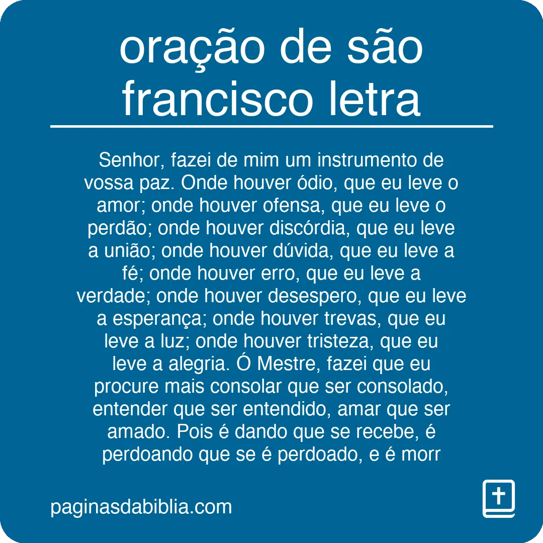 oração de são francisco letra