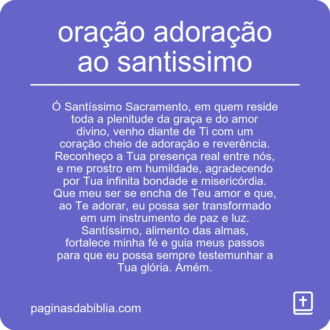 oração adoração ao santissimo