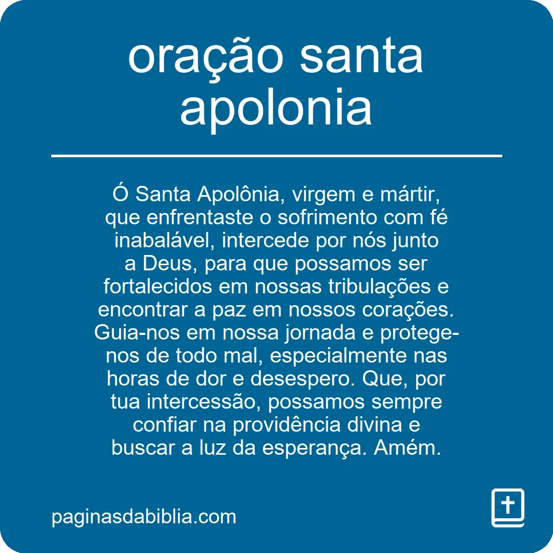 oração santa apolonia