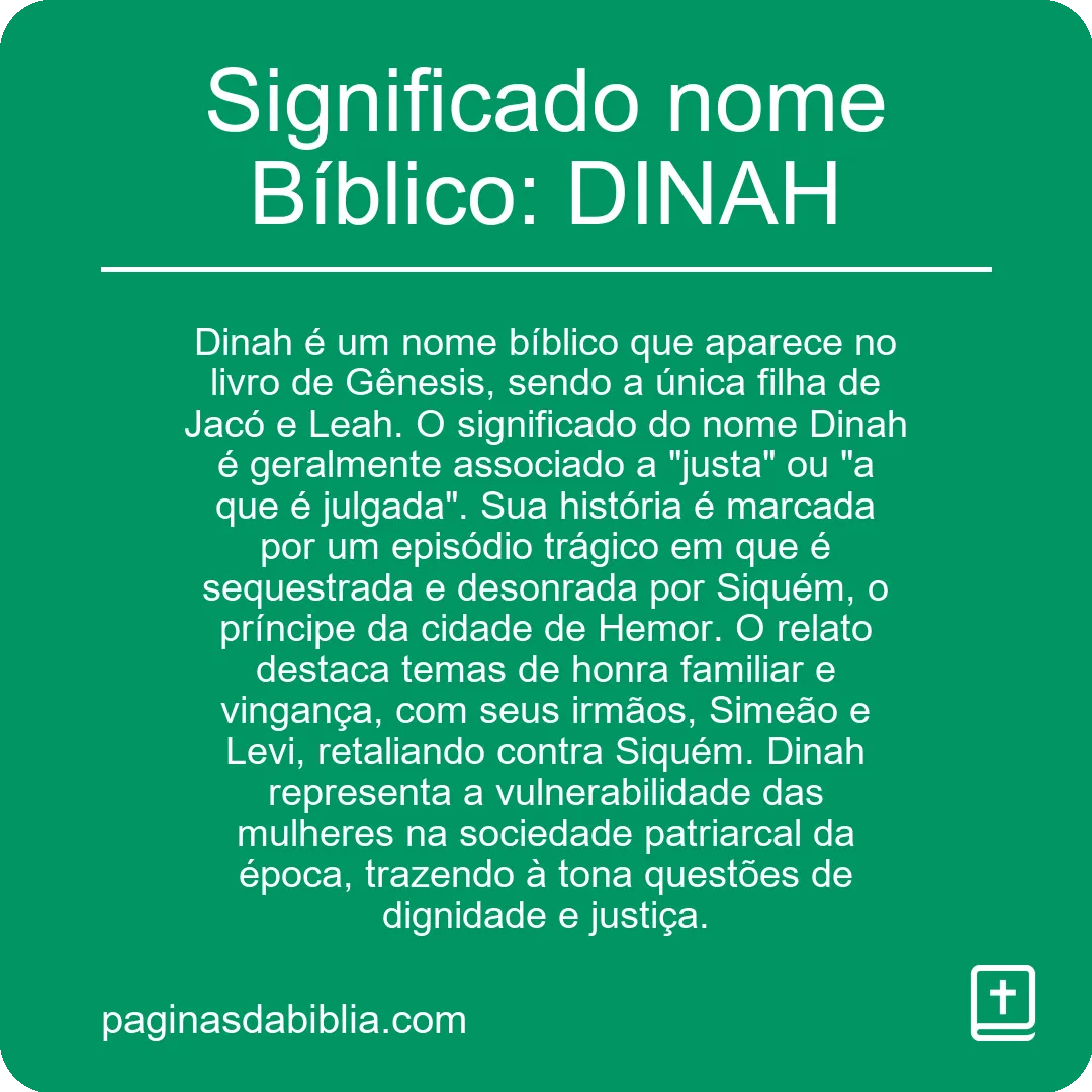 Significado nome Bíblico: DINAH