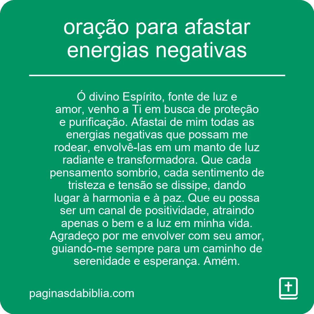 oração para afastar energias negativas