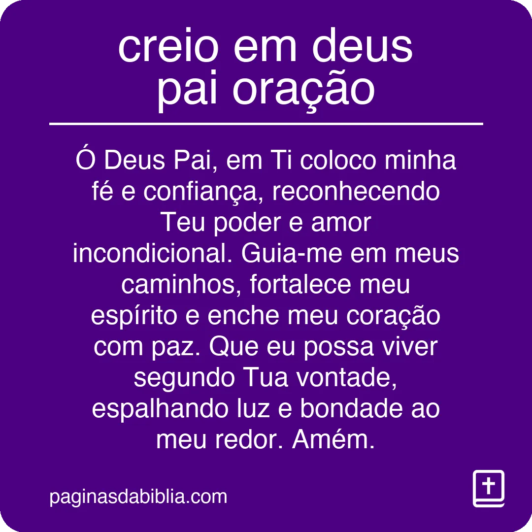 creio em deus pai oração