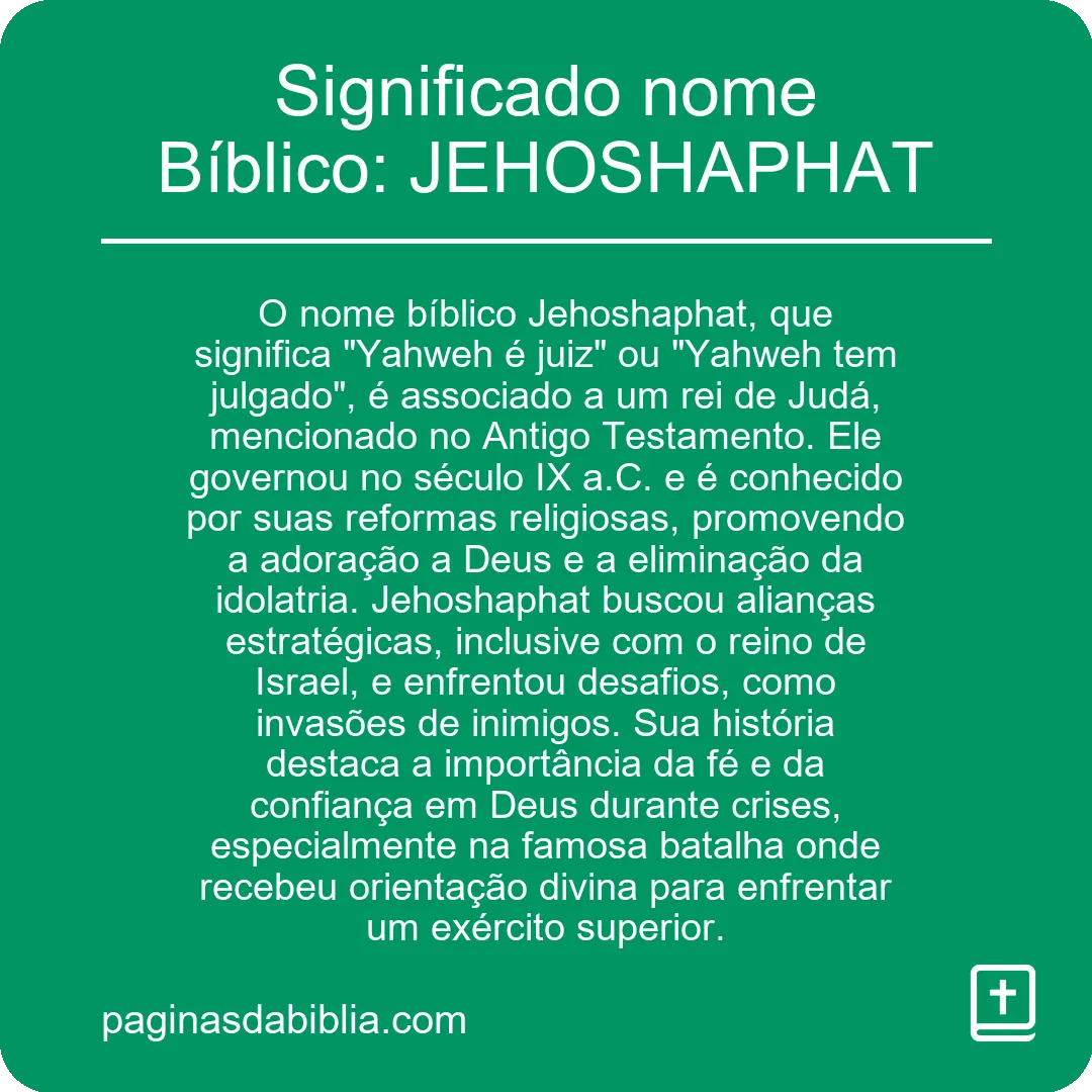 Significado nome Bíblico: JEHOSHAPHAT