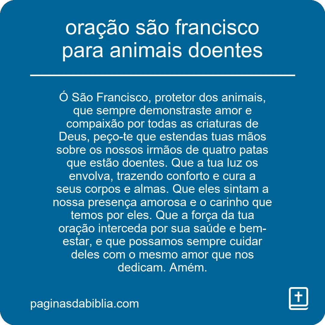 oração são francisco para animais doentes