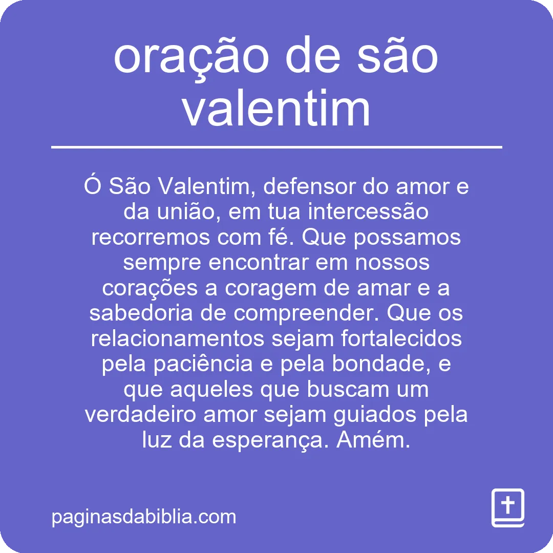 oração de são valentim