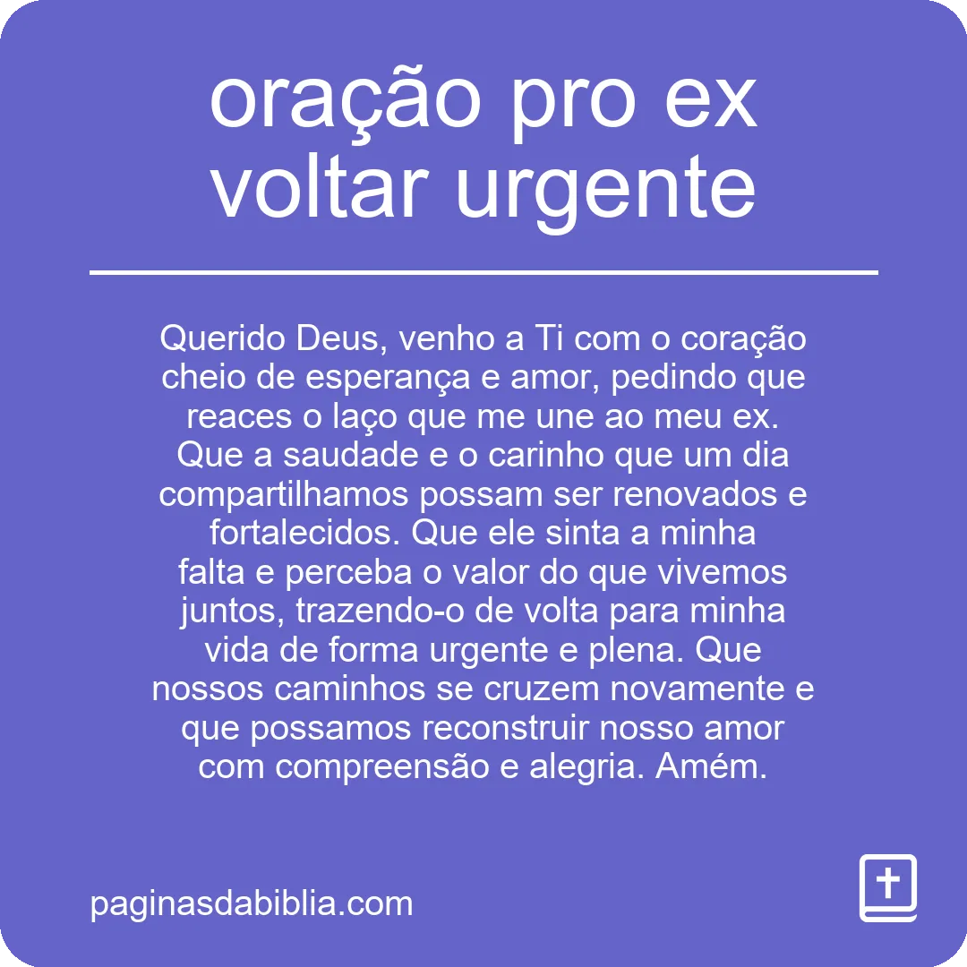 oração pro ex voltar urgente