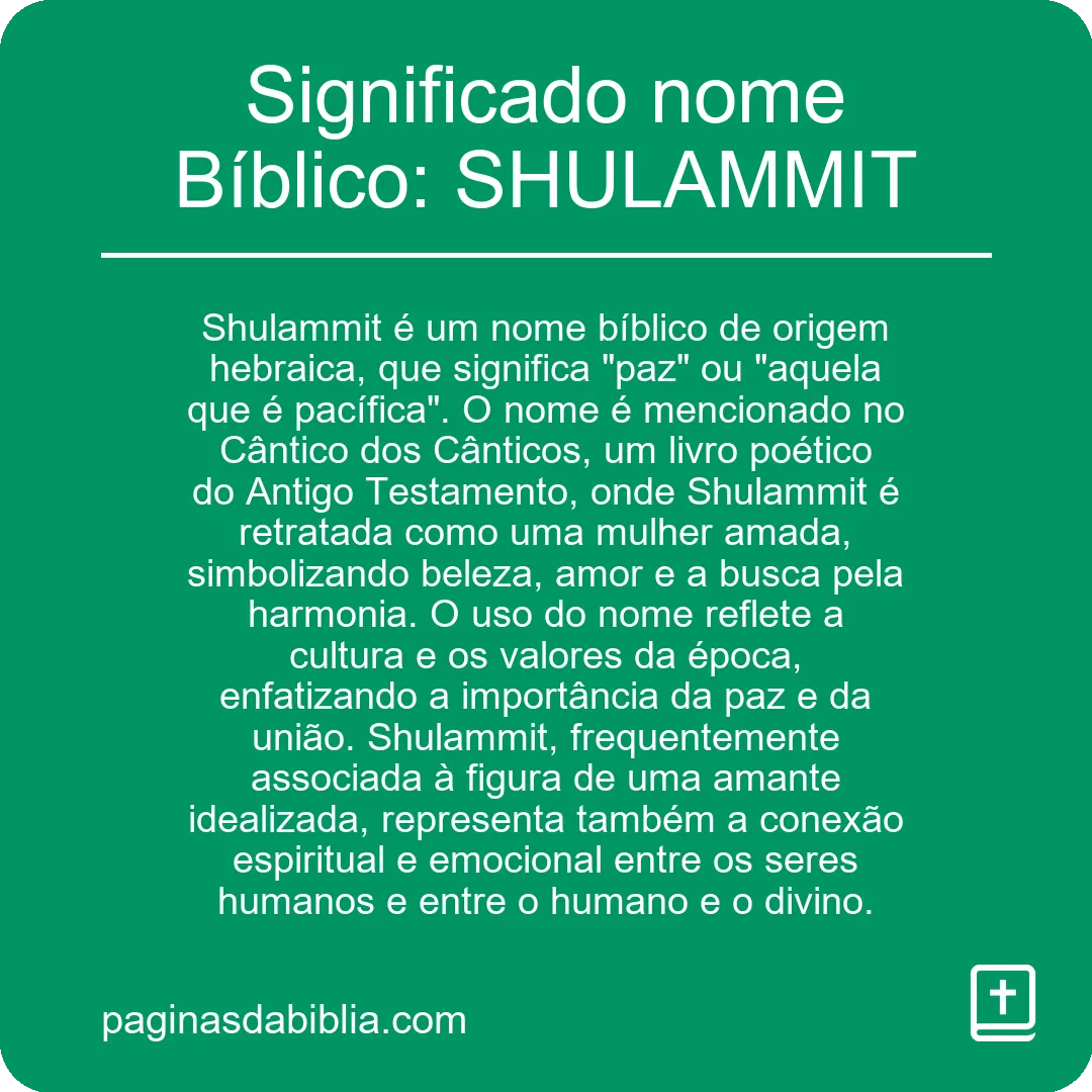 Significado nome Bíblico: SHULAMMIT