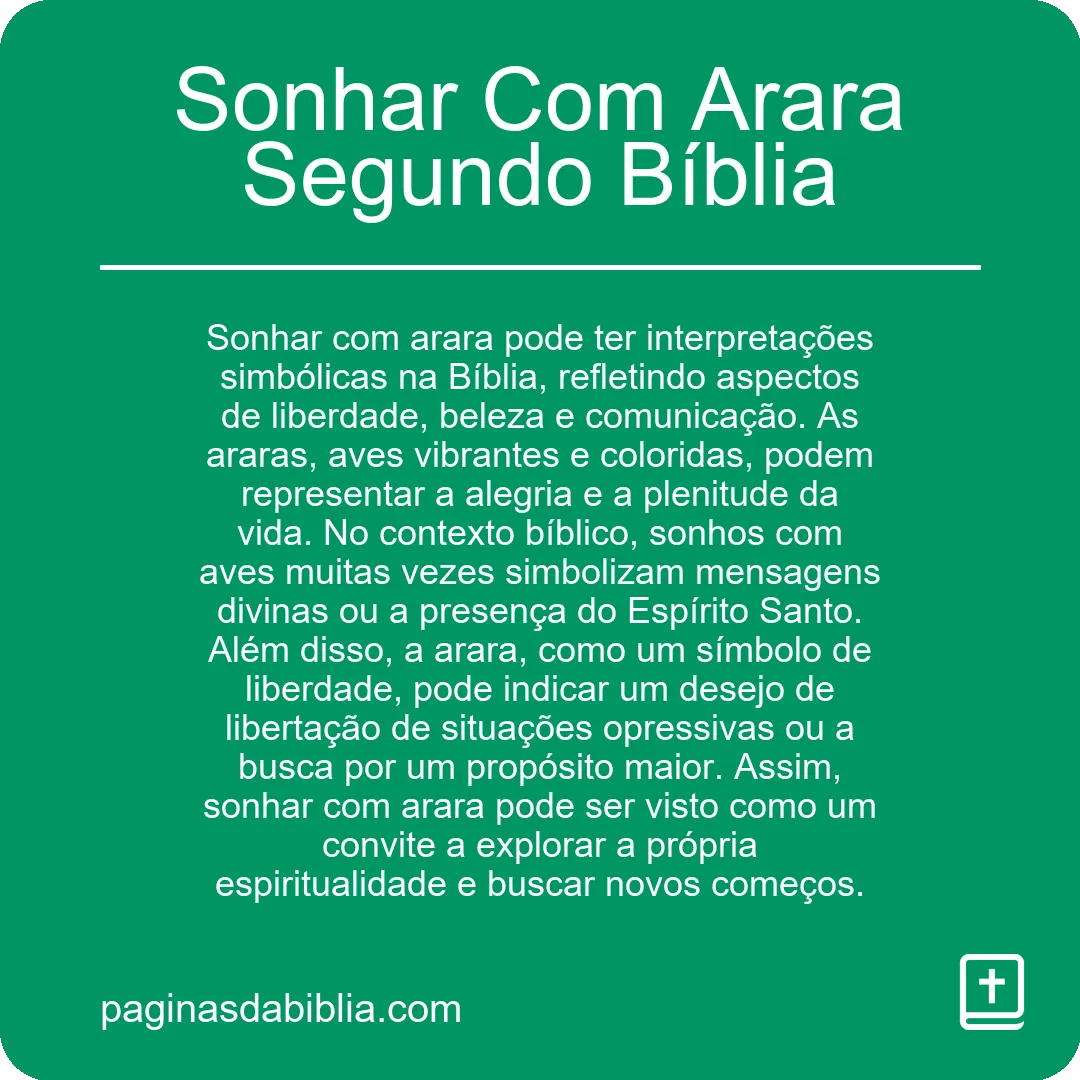 Sonhar Com Arara Segundo Bíblia