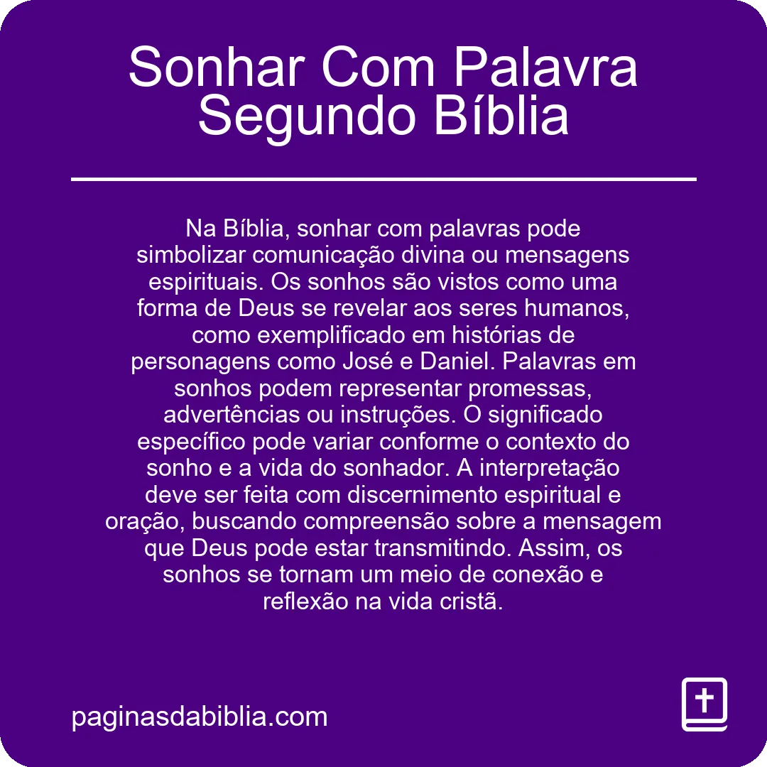 Sonhar Com Palavra Segundo Bíblia