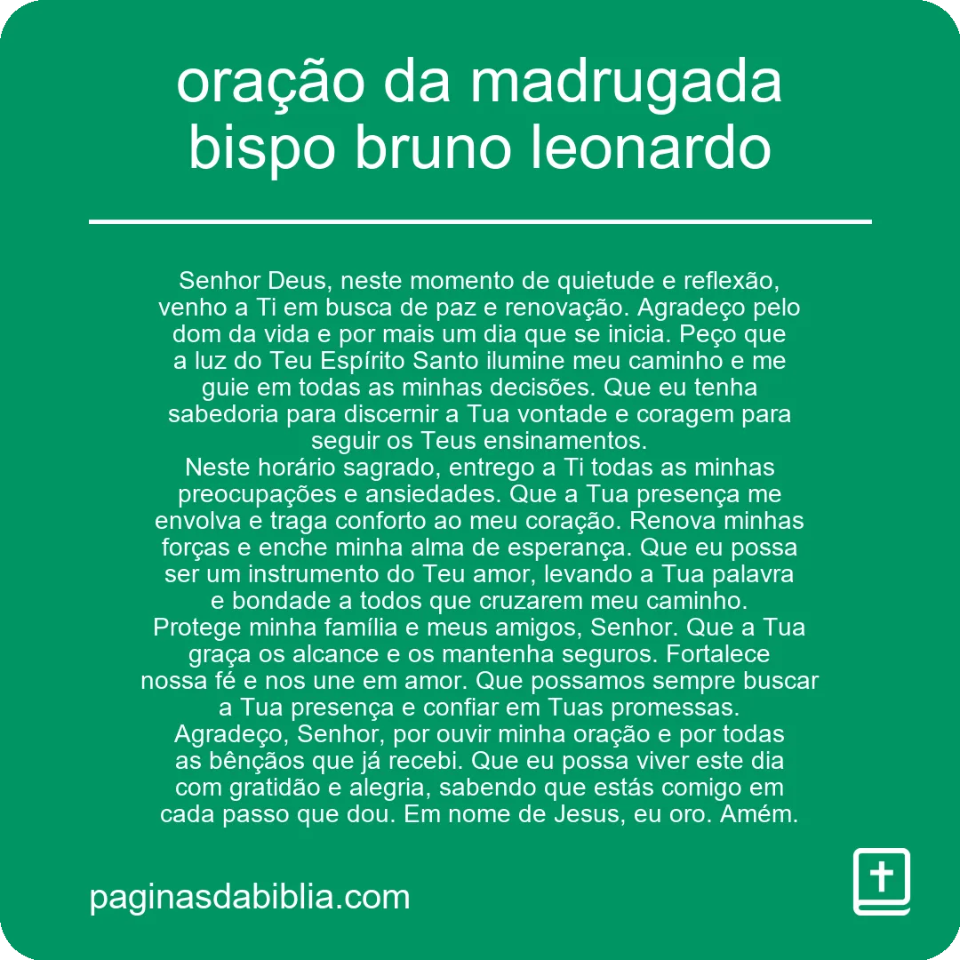 oração da madrugada bispo bruno leonardo