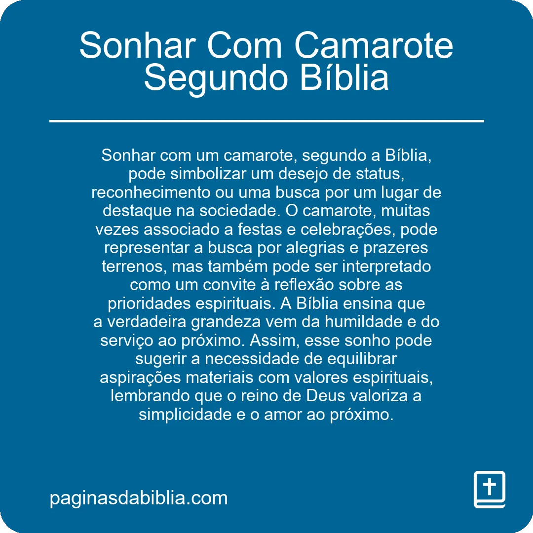 Sonhar Com Camarote Segundo Bíblia