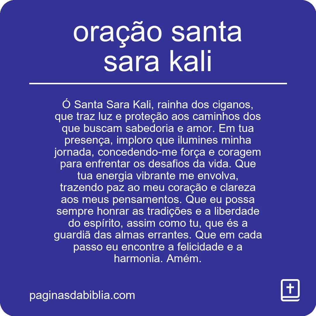 oração santa sara kali