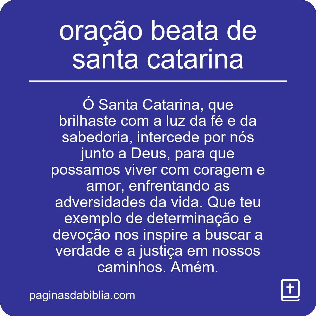 oração beata de santa catarina