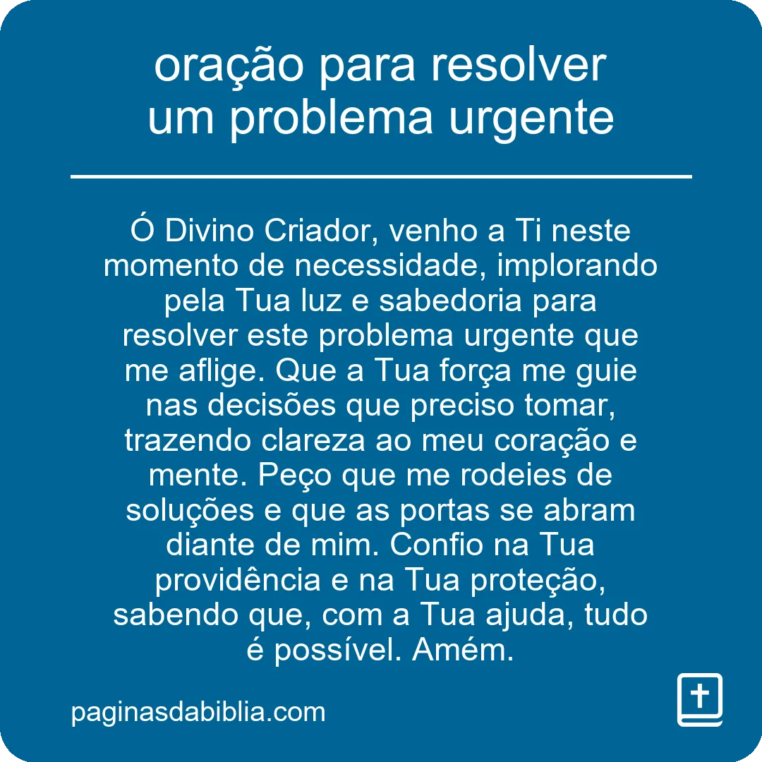 oração para resolver um problema urgente