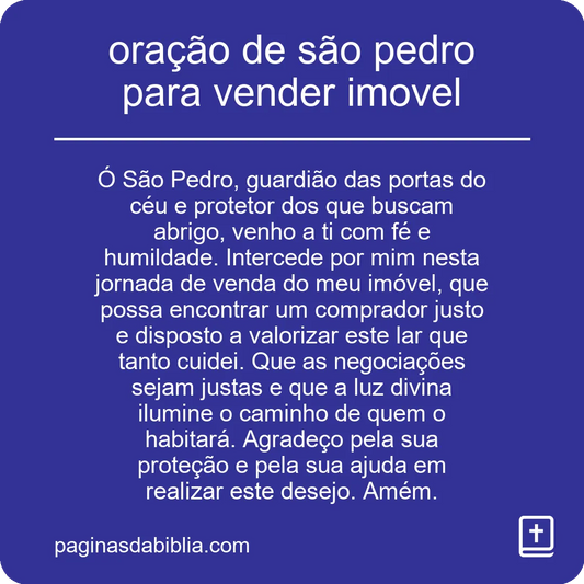 oração de são pedro para vender imovel