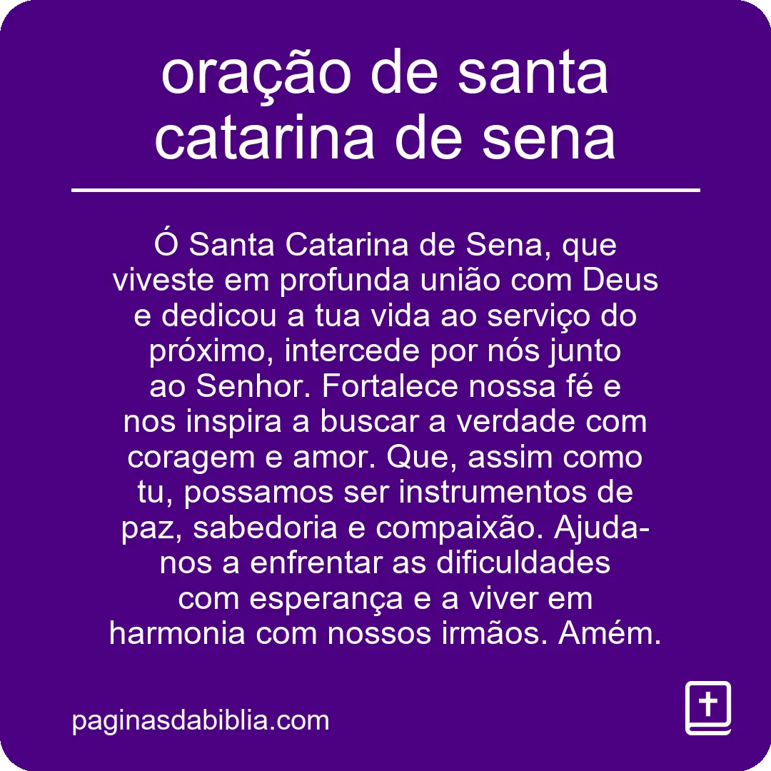 oração de santa catarina de sena