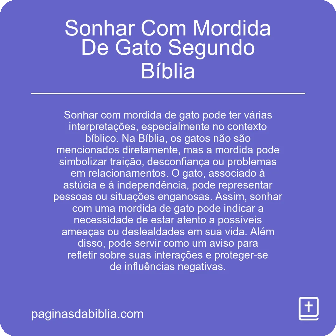 Sonhar Com Mordida De Gato Segundo Bíblia