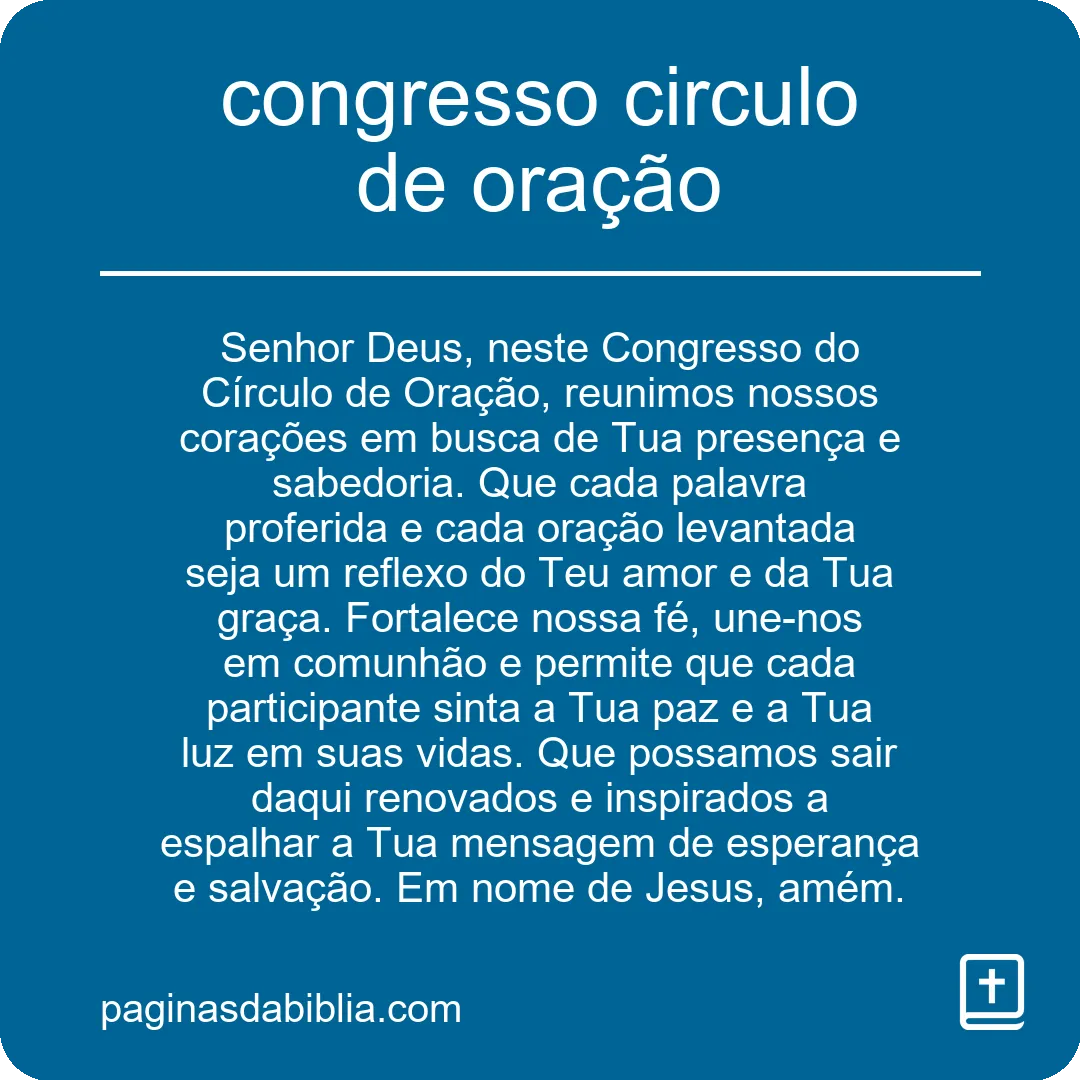 congresso circulo de oração