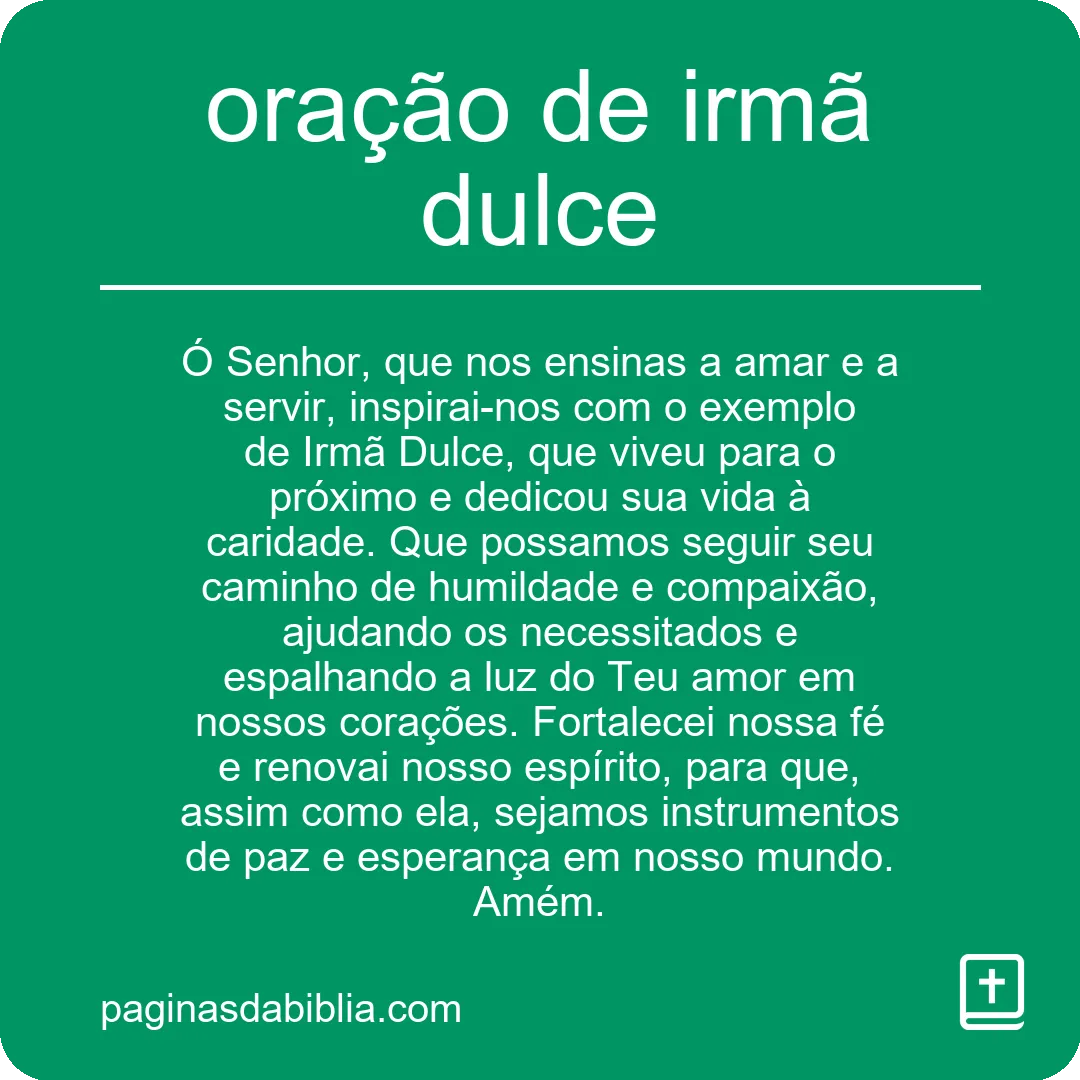 oração de irmã dulce