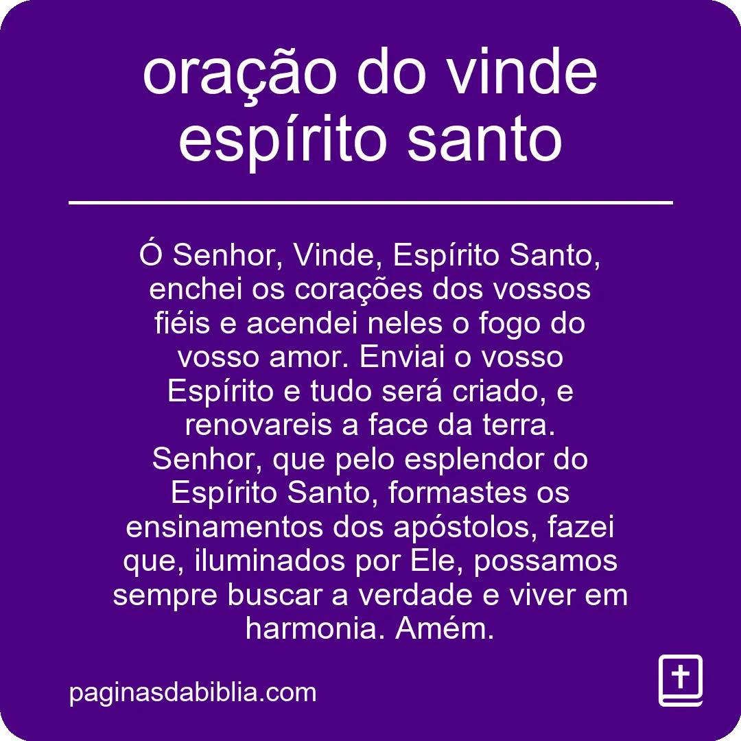 oração do vinde espírito santo