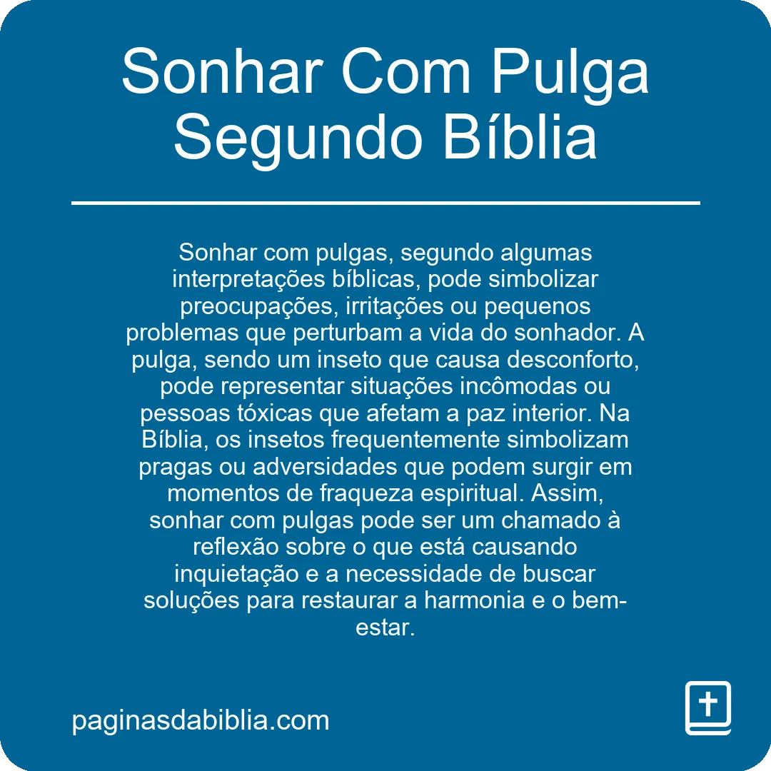 Sonhar Com Pulga Segundo Bíblia