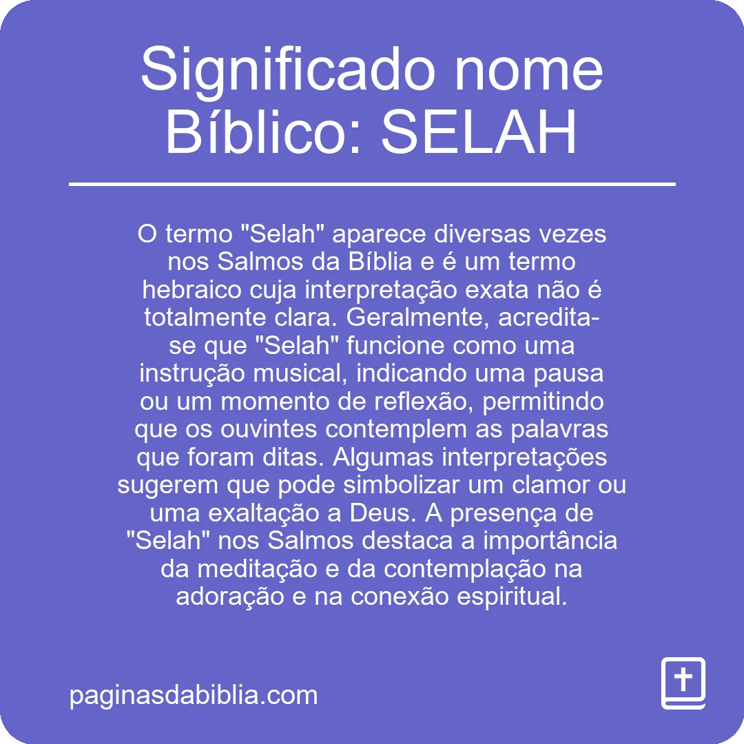 Significado nome Bíblico: SELAH