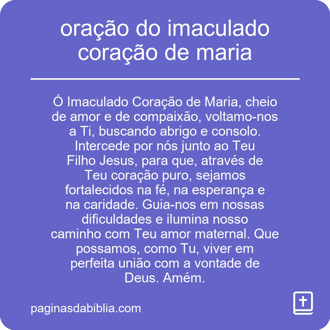 oração do imaculado coração de maria