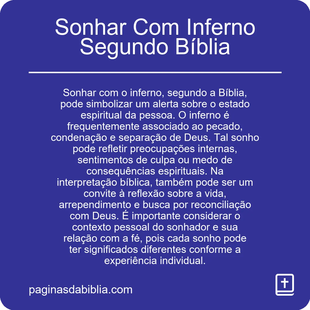 Sonhar Com Inferno Segundo Bíblia