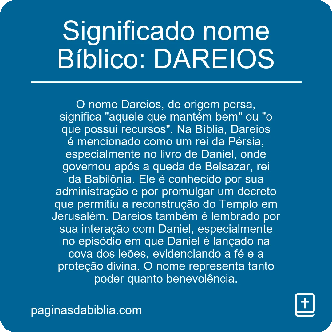 Significado nome Bíblico: DAREIOS