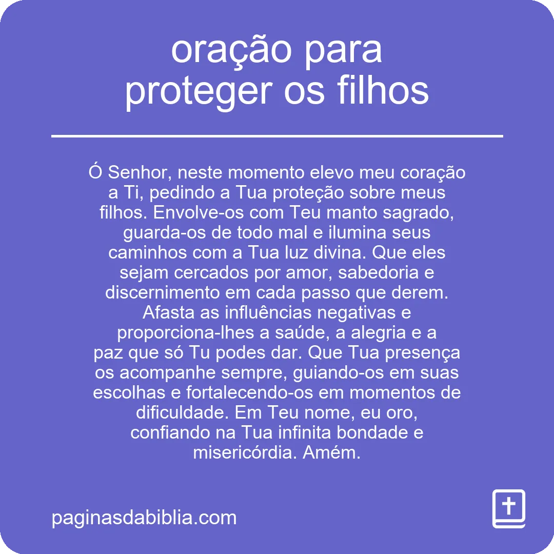 oração para proteger os filhos