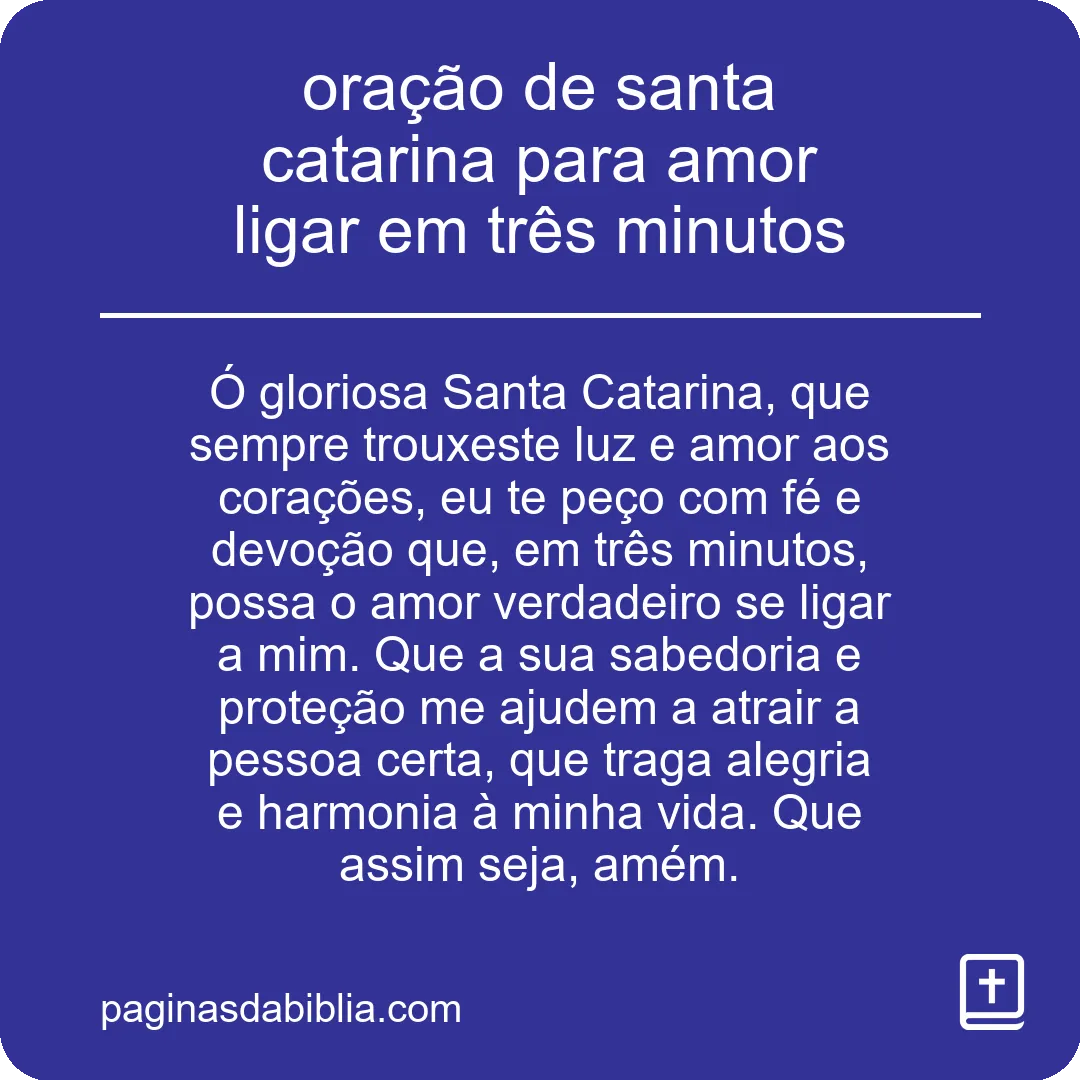 oração de santa catarina para amor ligar em três minutos