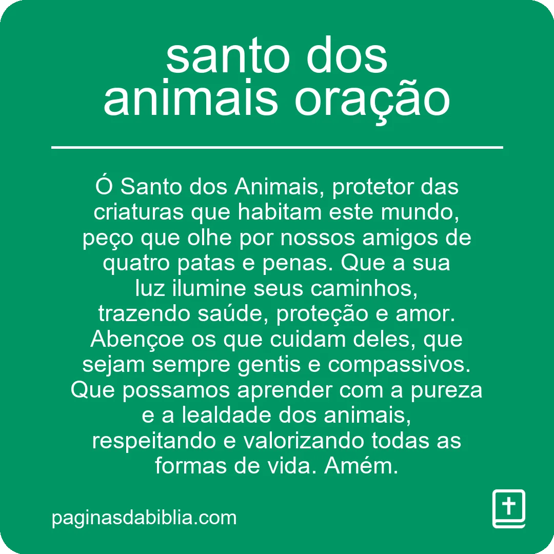 santo dos animais oração