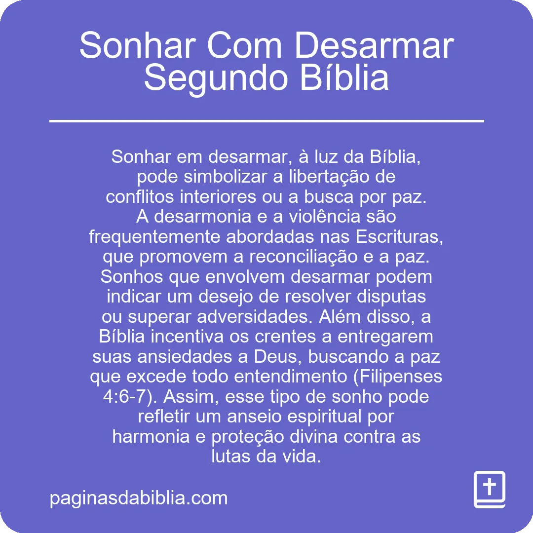 Sonhar Com Desarmar Segundo Bíblia