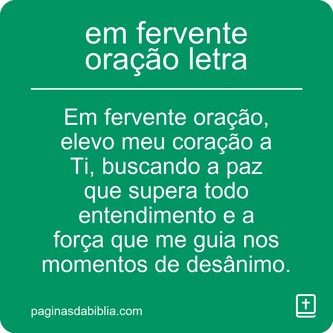 em fervente oração letra