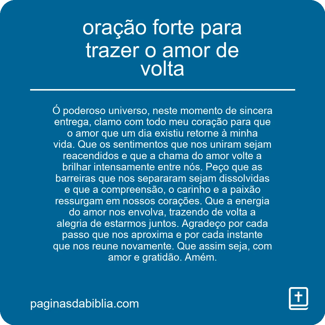 oração forte para trazer o amor de volta