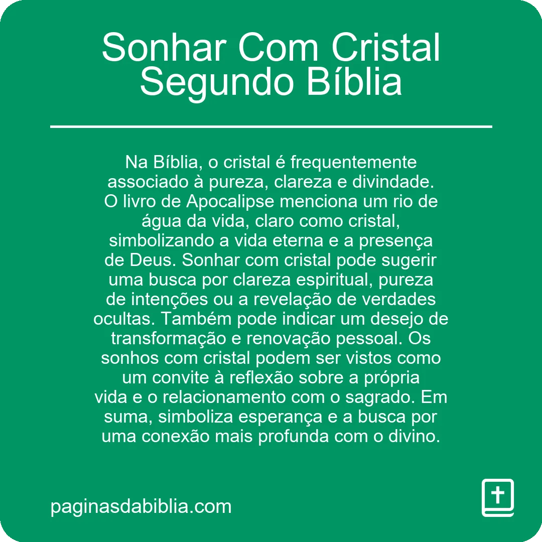 Sonhar Com Cristal Segundo Bíblia