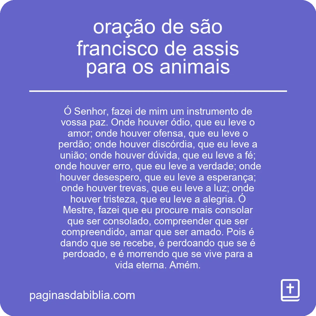 oração de são francisco de assis para os animais