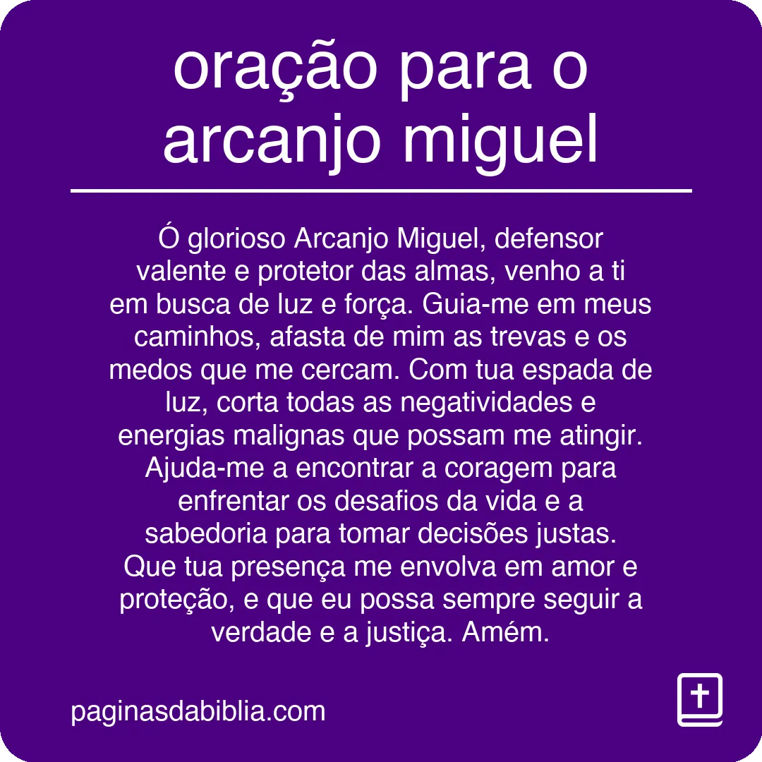 oração para o arcanjo miguel