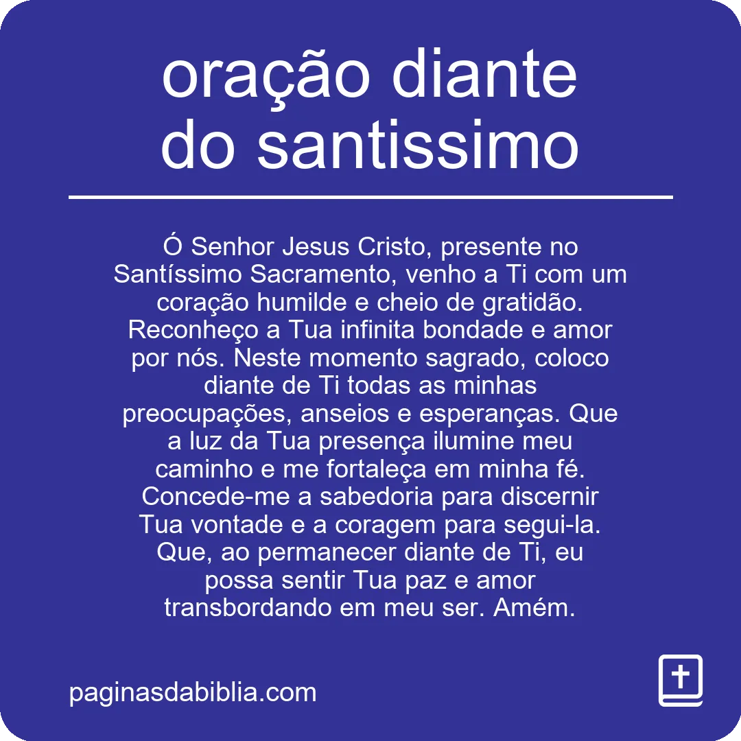 oração diante do santissimo